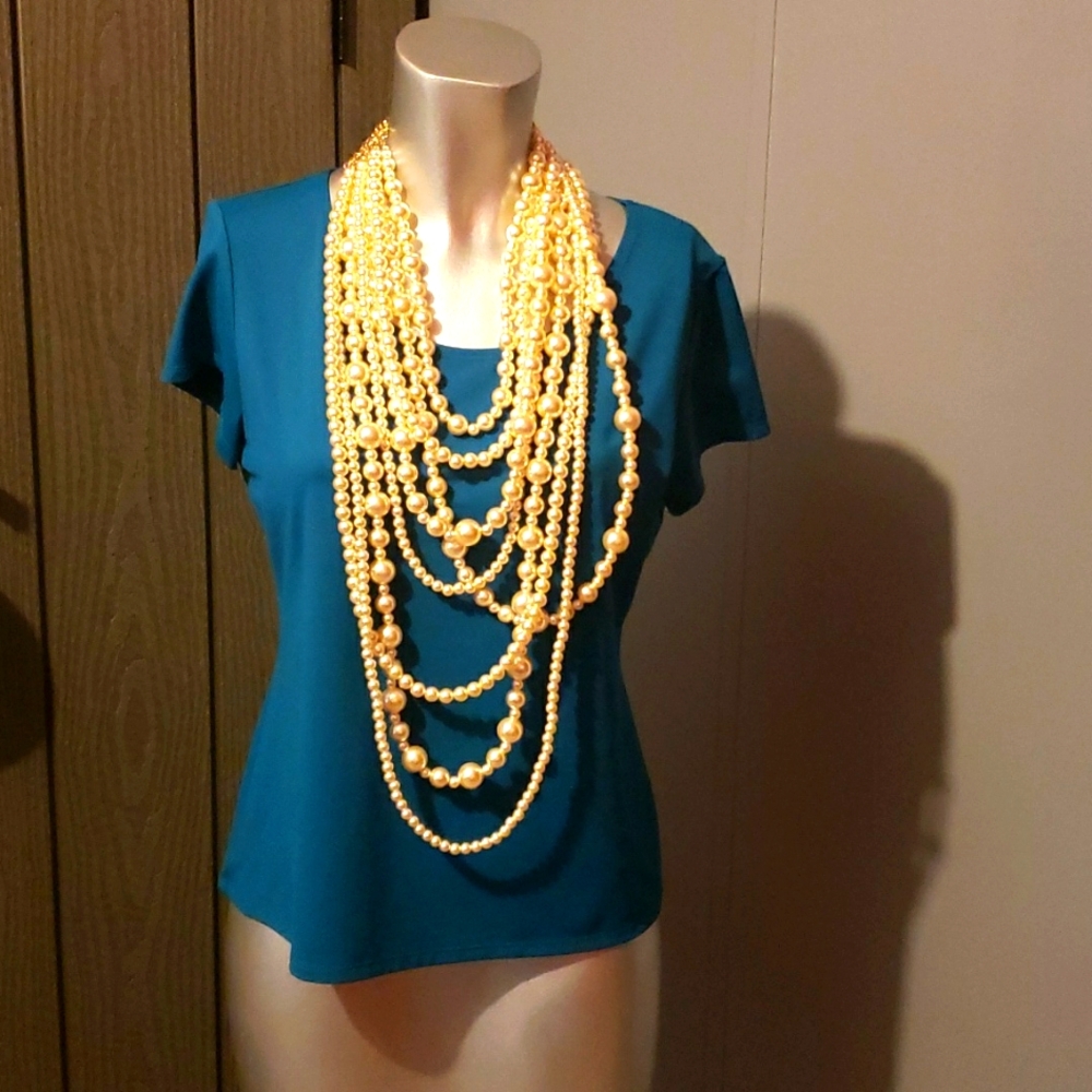 Kim Roger's Lady's ScoopNeck Tee Shirt In Teal/Blue/Green *Lovely